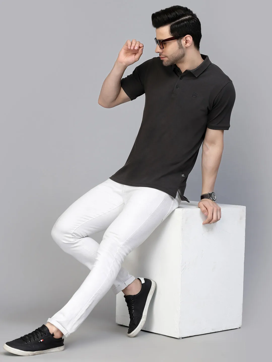 Cotton Solid Half Sleeves Polo T-Shirt