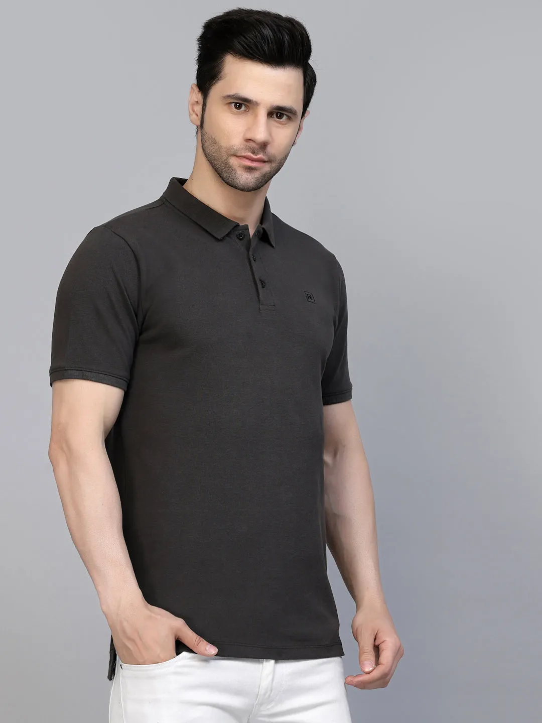 Cotton Solid Half Sleeves Polo T-Shirt