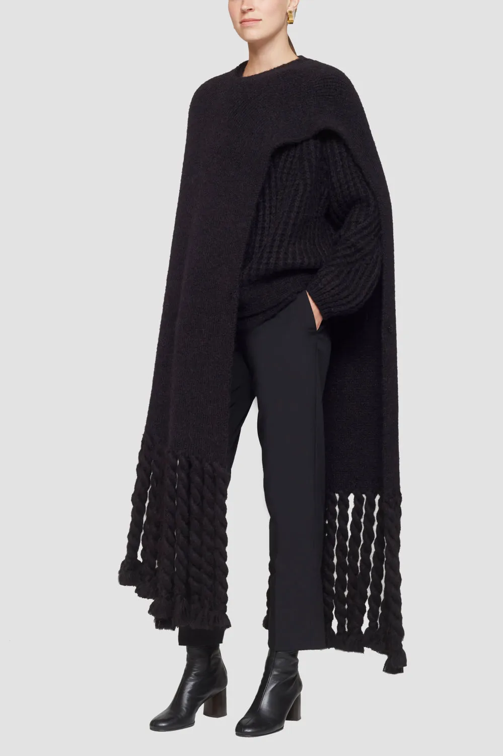 Cozy Wool Fringed Poncho