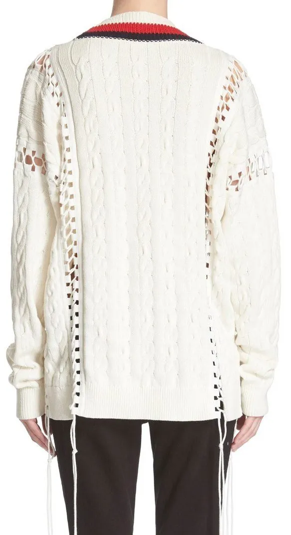 'Cricket' Lace-up Knit Cotton Sweater