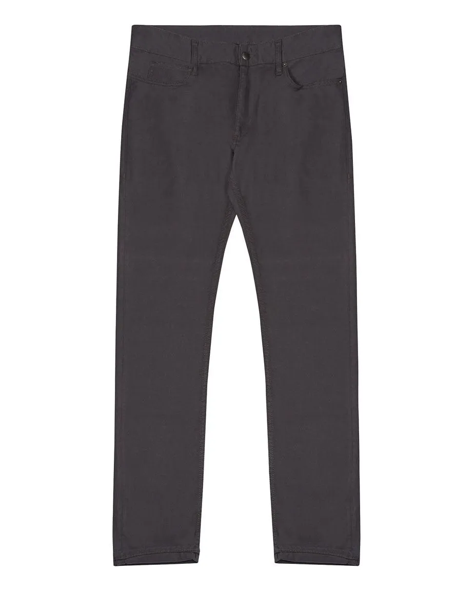 Dark Grey Stretch Cotton Twill Five Pocket Pant