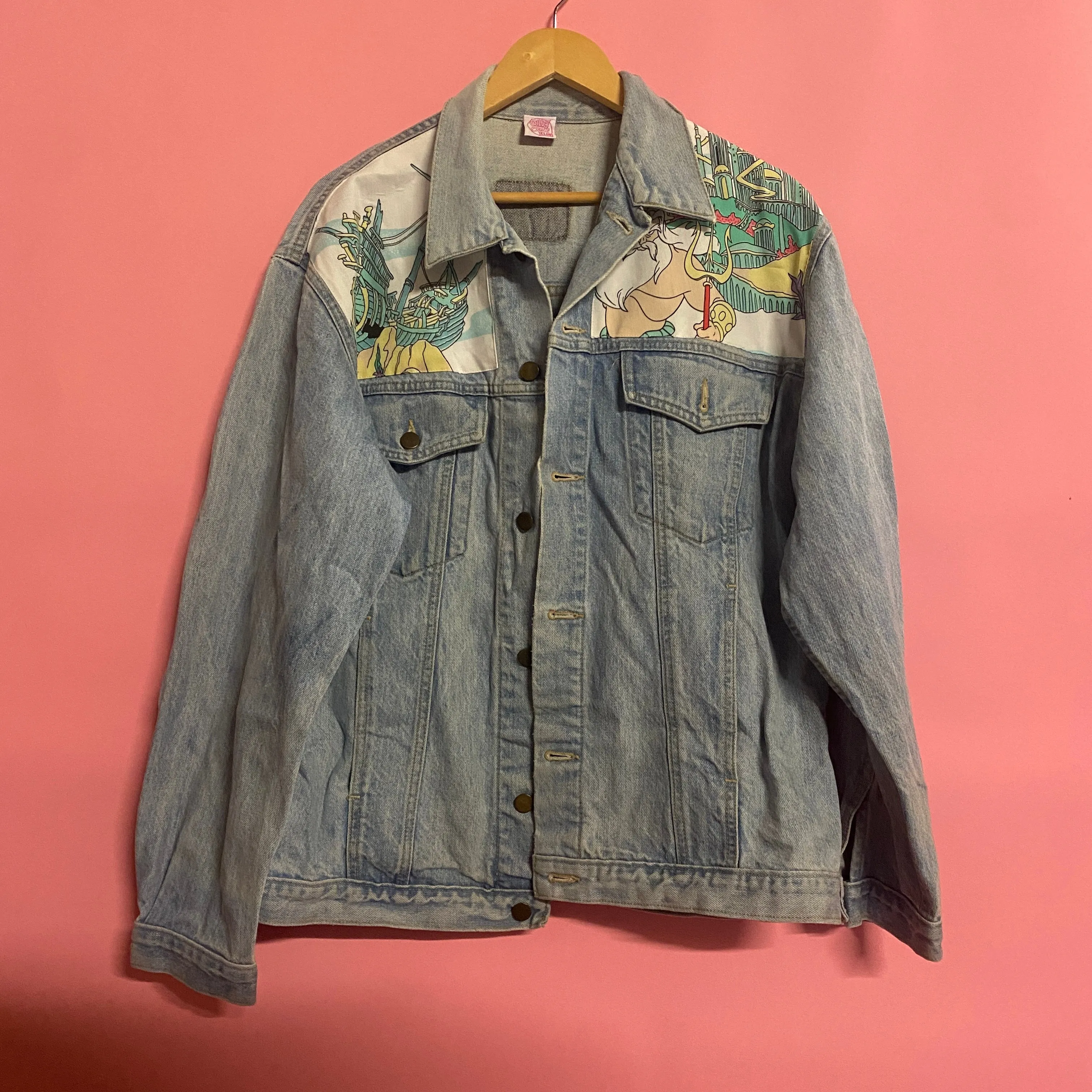 Denim Jacket made with Reworked Duvet Cover.