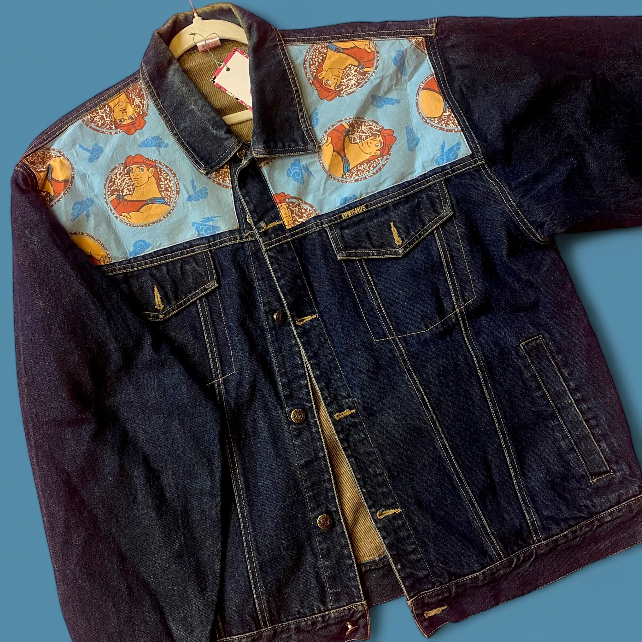 Denim Jacket made with Reworked Duvet Cover.