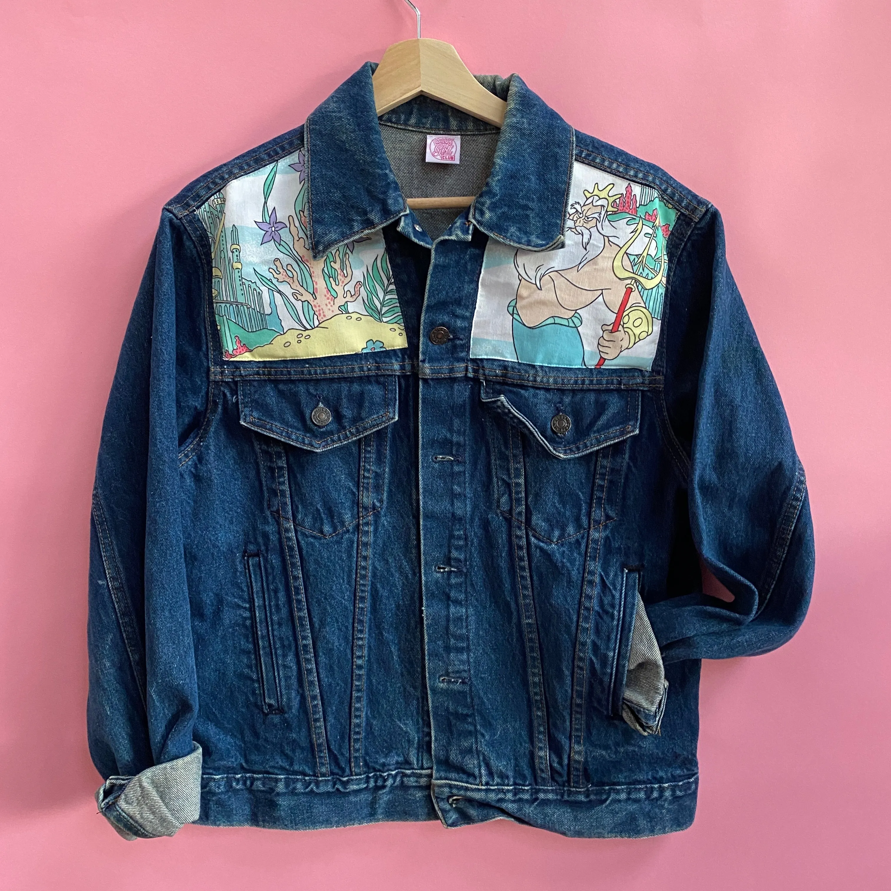 Denim Jacket made with Reworked Duvet Cover.