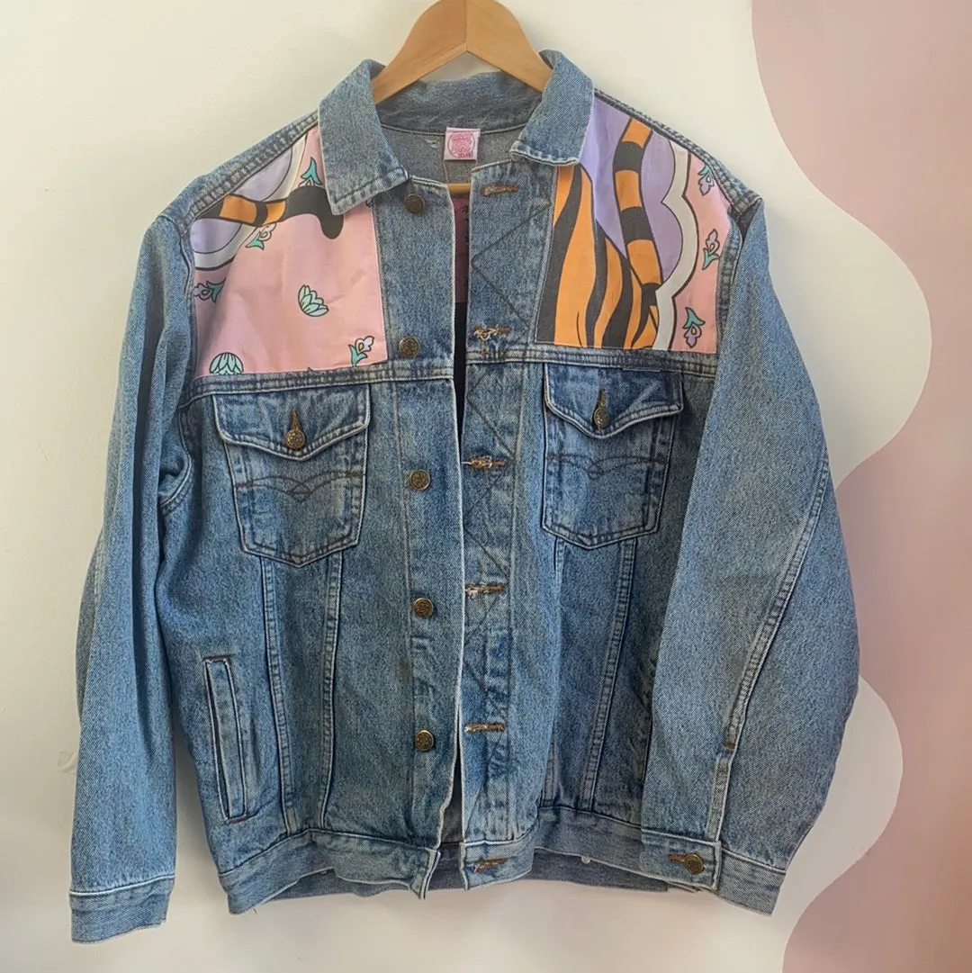 Denim Jacket made with Reworked Duvet Cover.