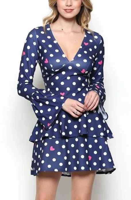 Dots And Hearts Navy Dress