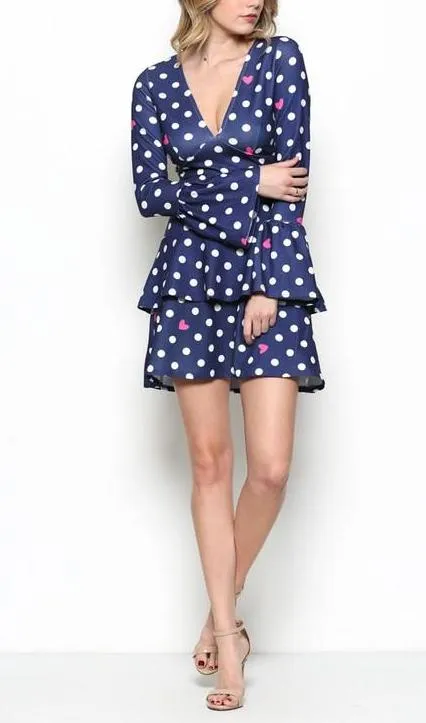 Dots And Hearts Navy Dress