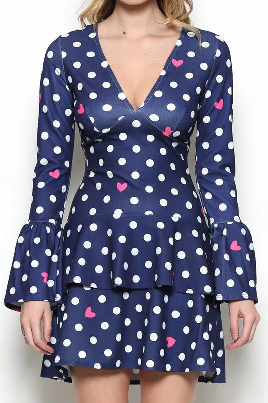 Dots And Hearts Navy Dress