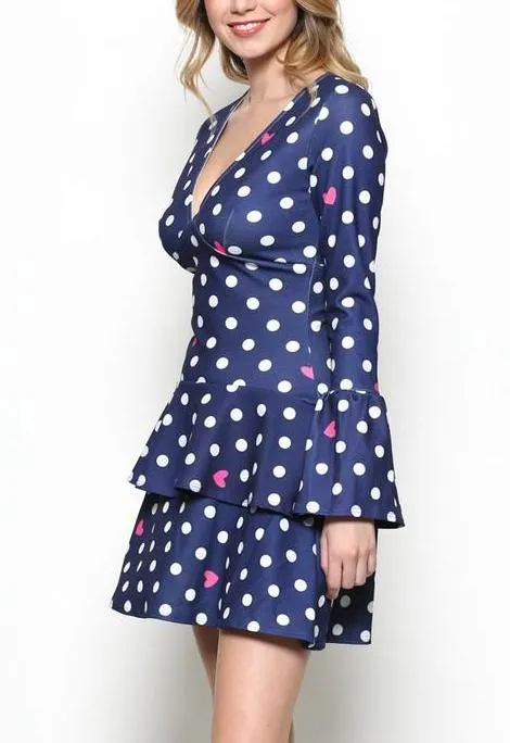 Dots And Hearts Navy Dress