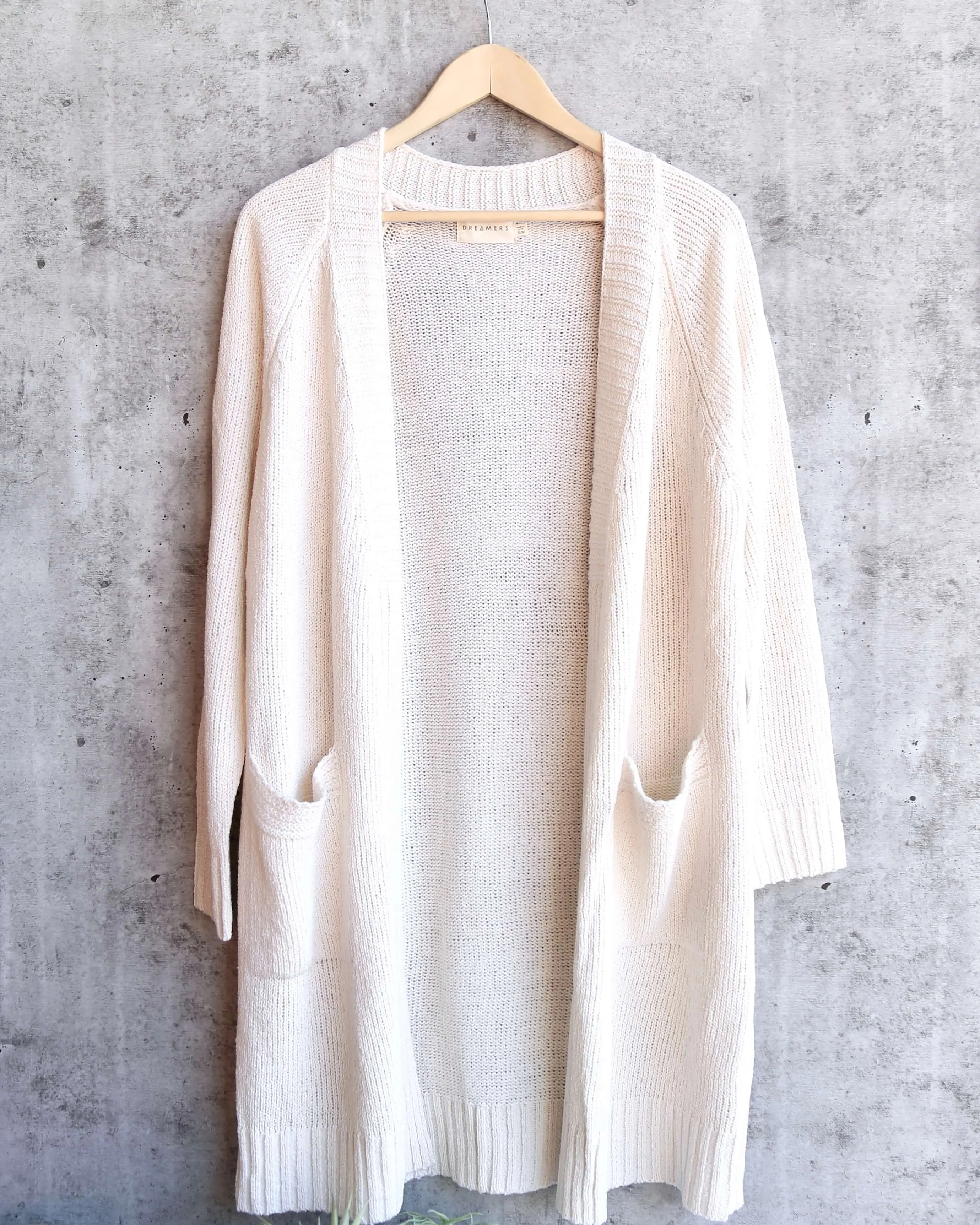 Dreamers - Longline Open Front Cardigan in Cream