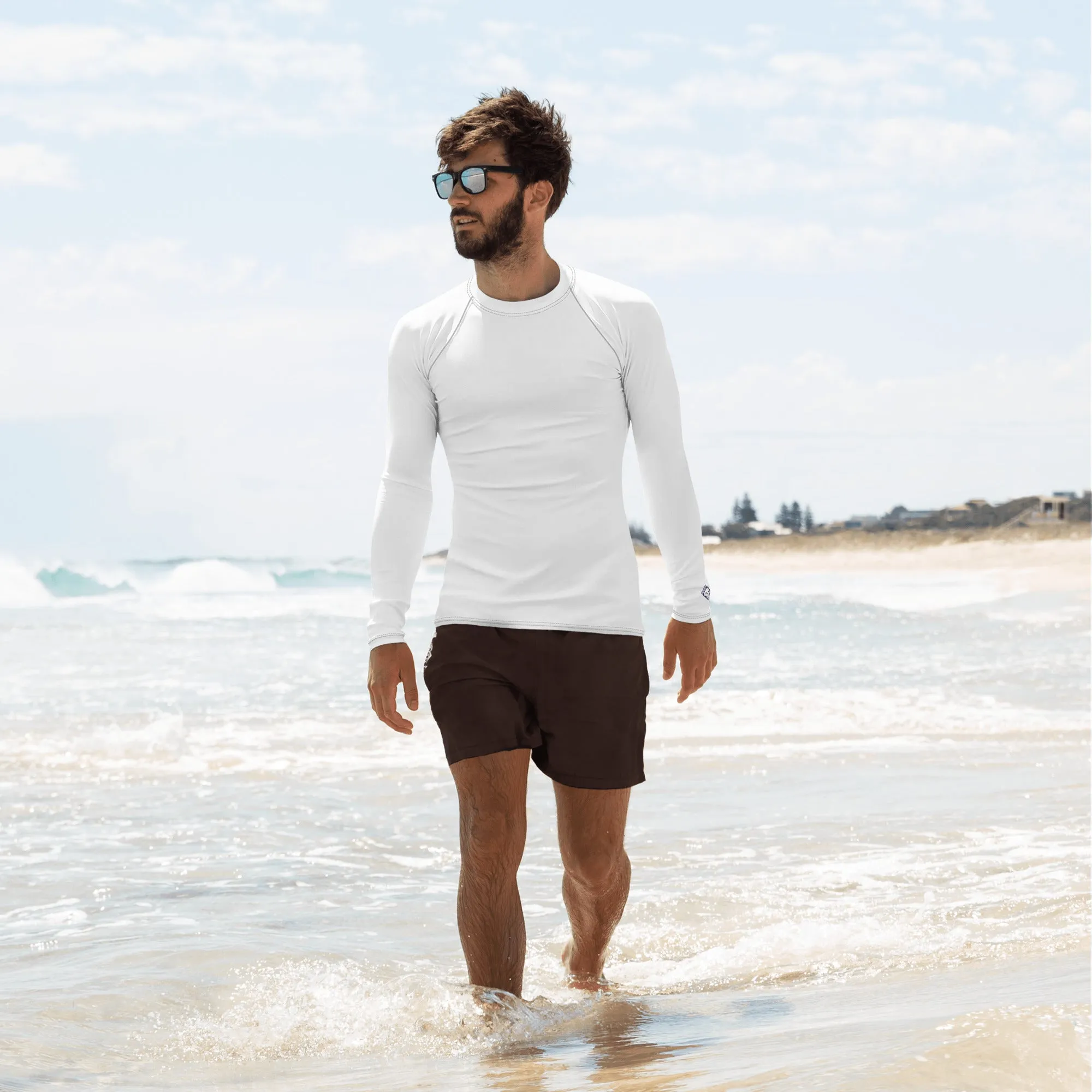 Everyday Cool: Solid Color Rash Guard for Men - Snow