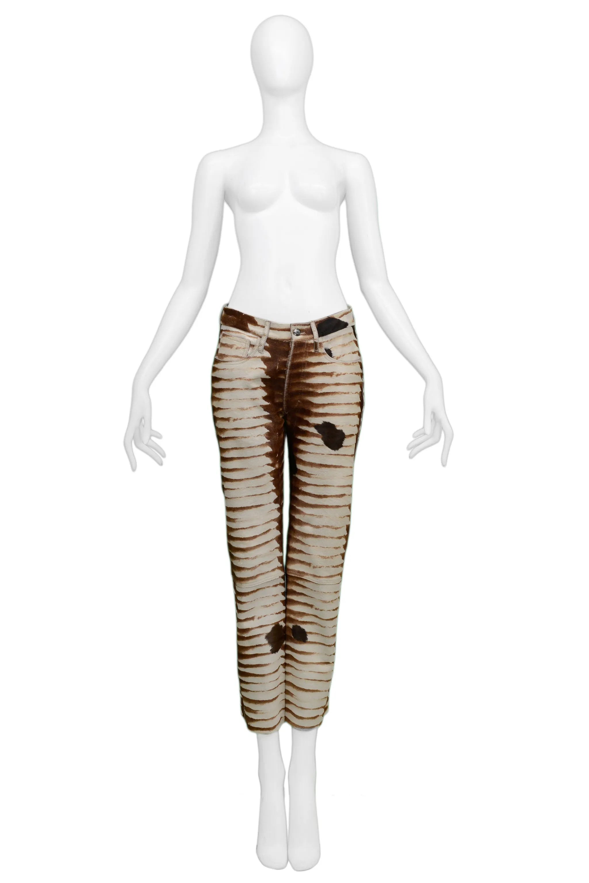 FENDI ANIMAL PRINT PONY SKIN PANTS 1999