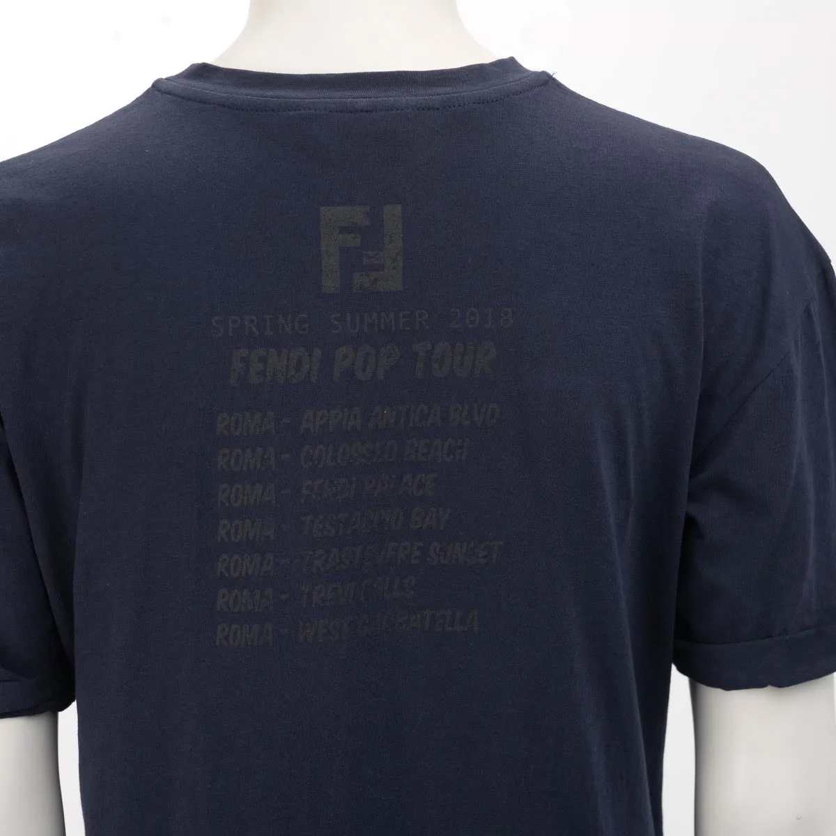 Fendi Navy Cotton Palace Print T-Shirt XS