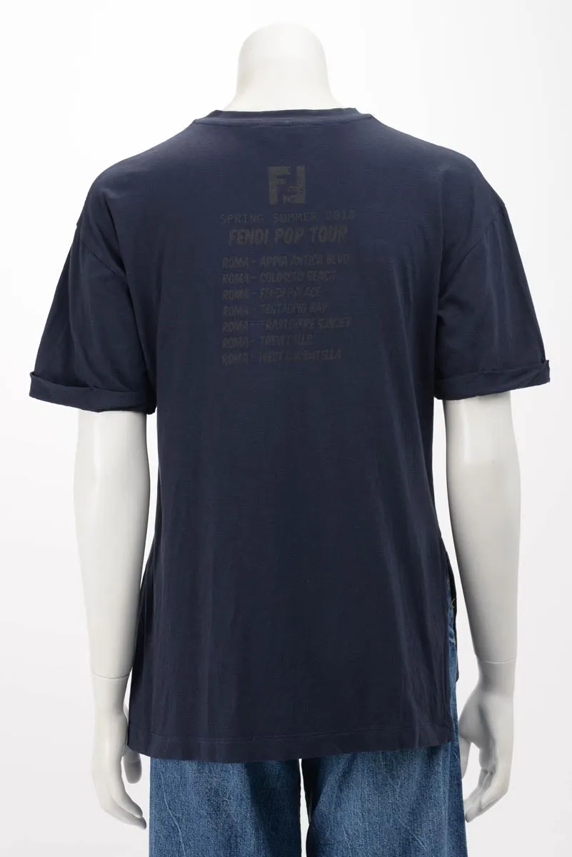 Fendi Navy Cotton Palace Print T-Shirt XS