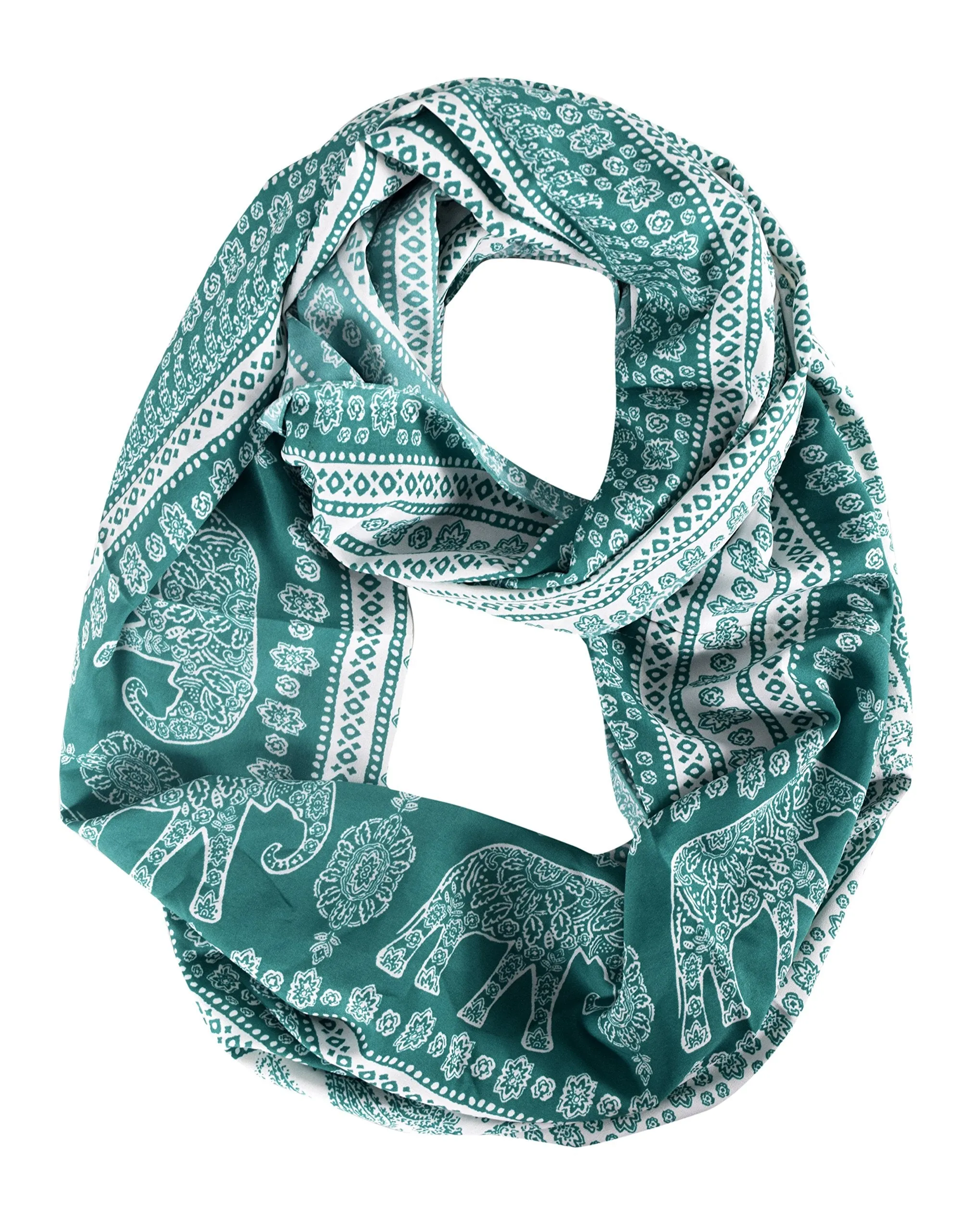 Floral Aztec Elephant Animal Print Infinity Loop Scarf