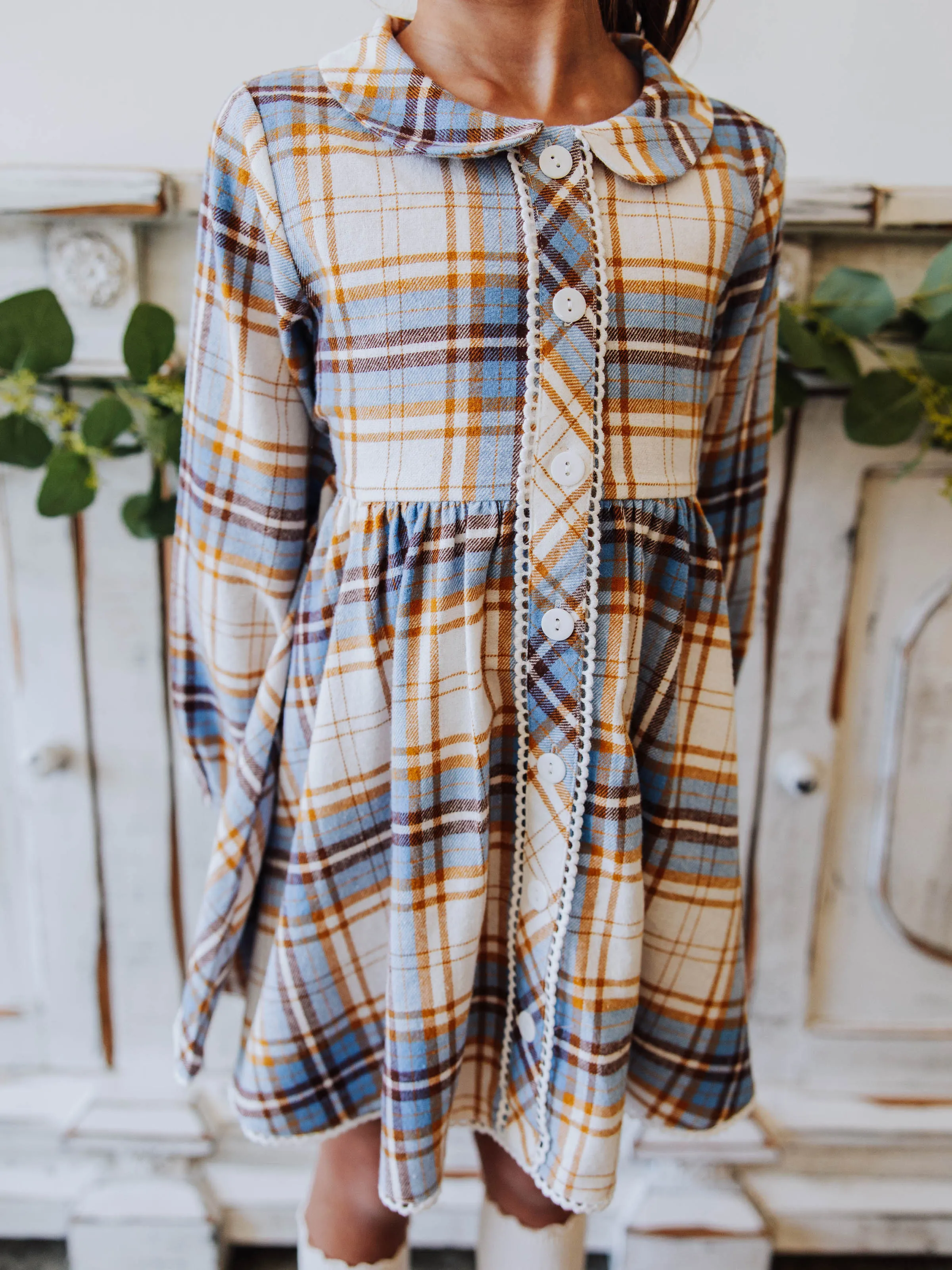 Goldie Dress - Blue Stone Plaid