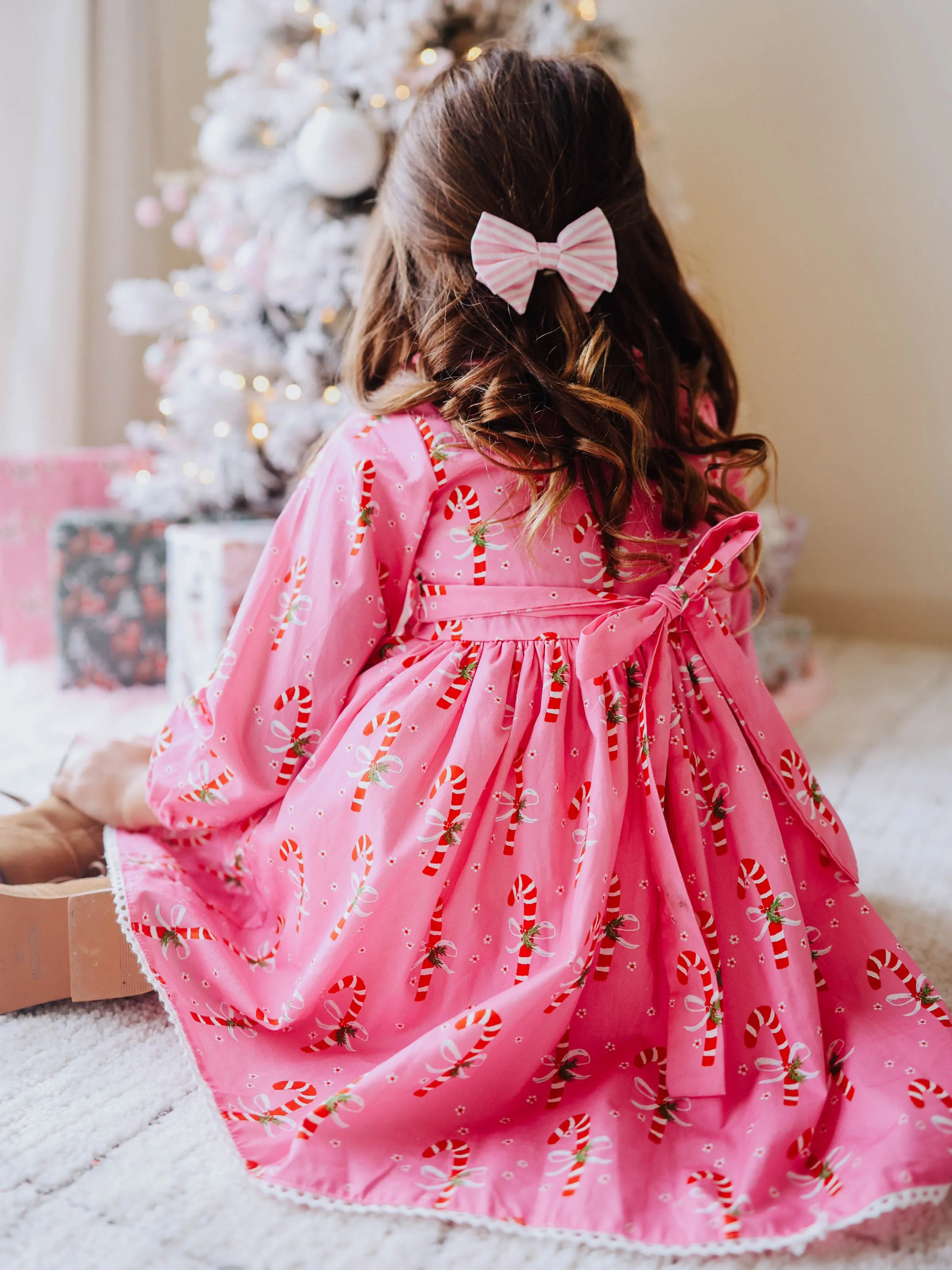 Goldie Bubblegum Candy Cane Dress - Kids Holiday Themed Outfit