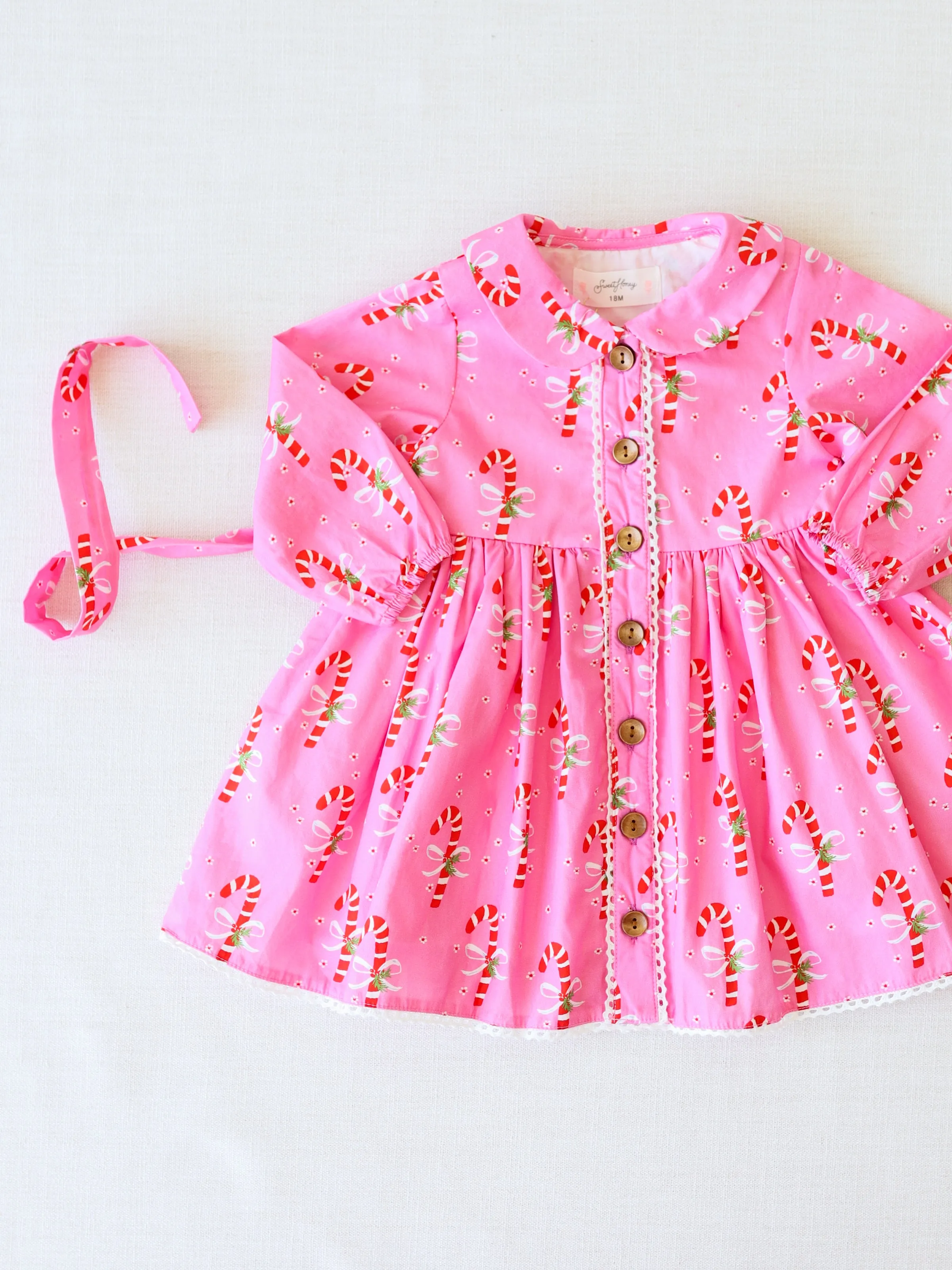 Goldie Bubblegum Candy Cane Dress - Kids Holiday Themed Outfit