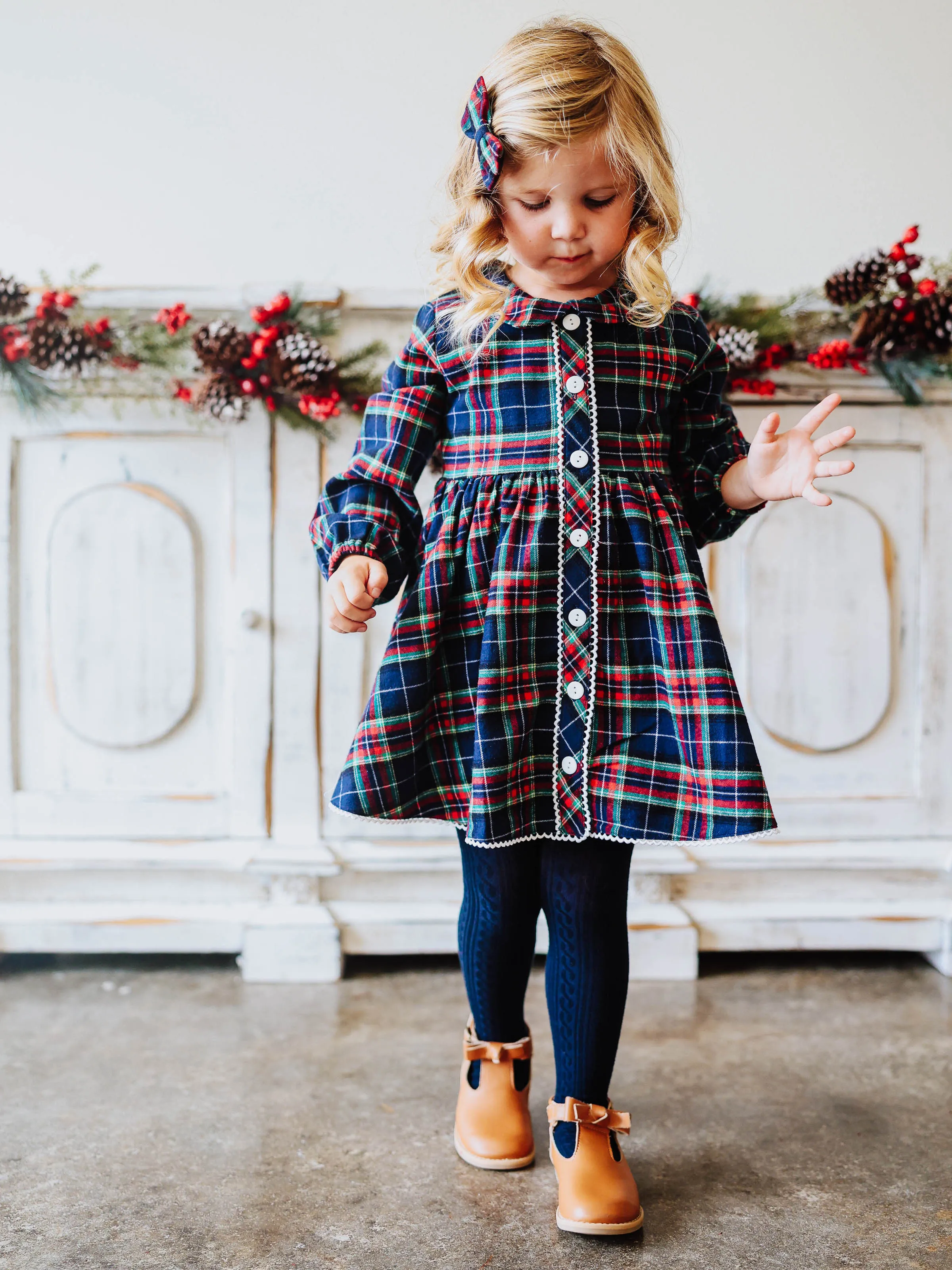 Goldie Dress - Navy Midnight Plaid