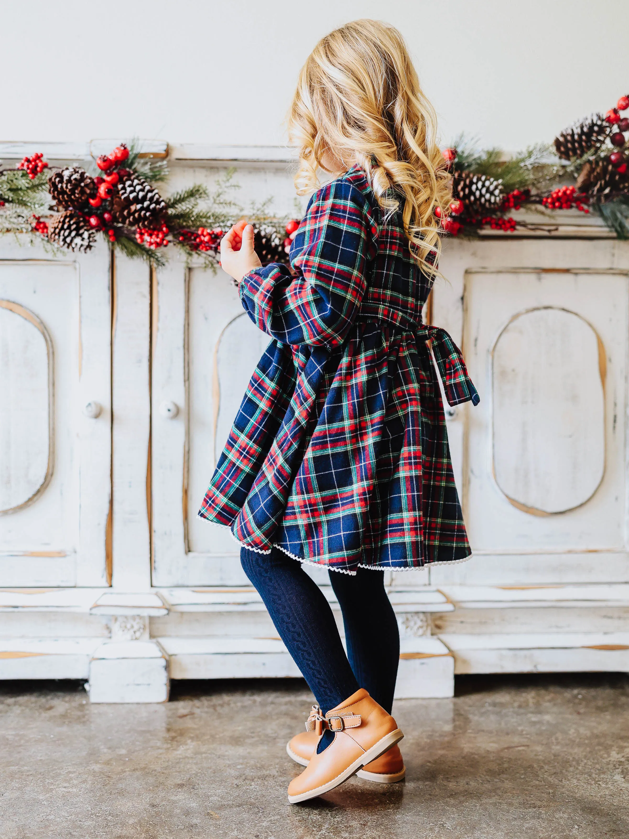 Goldie Dress - Navy Midnight Plaid