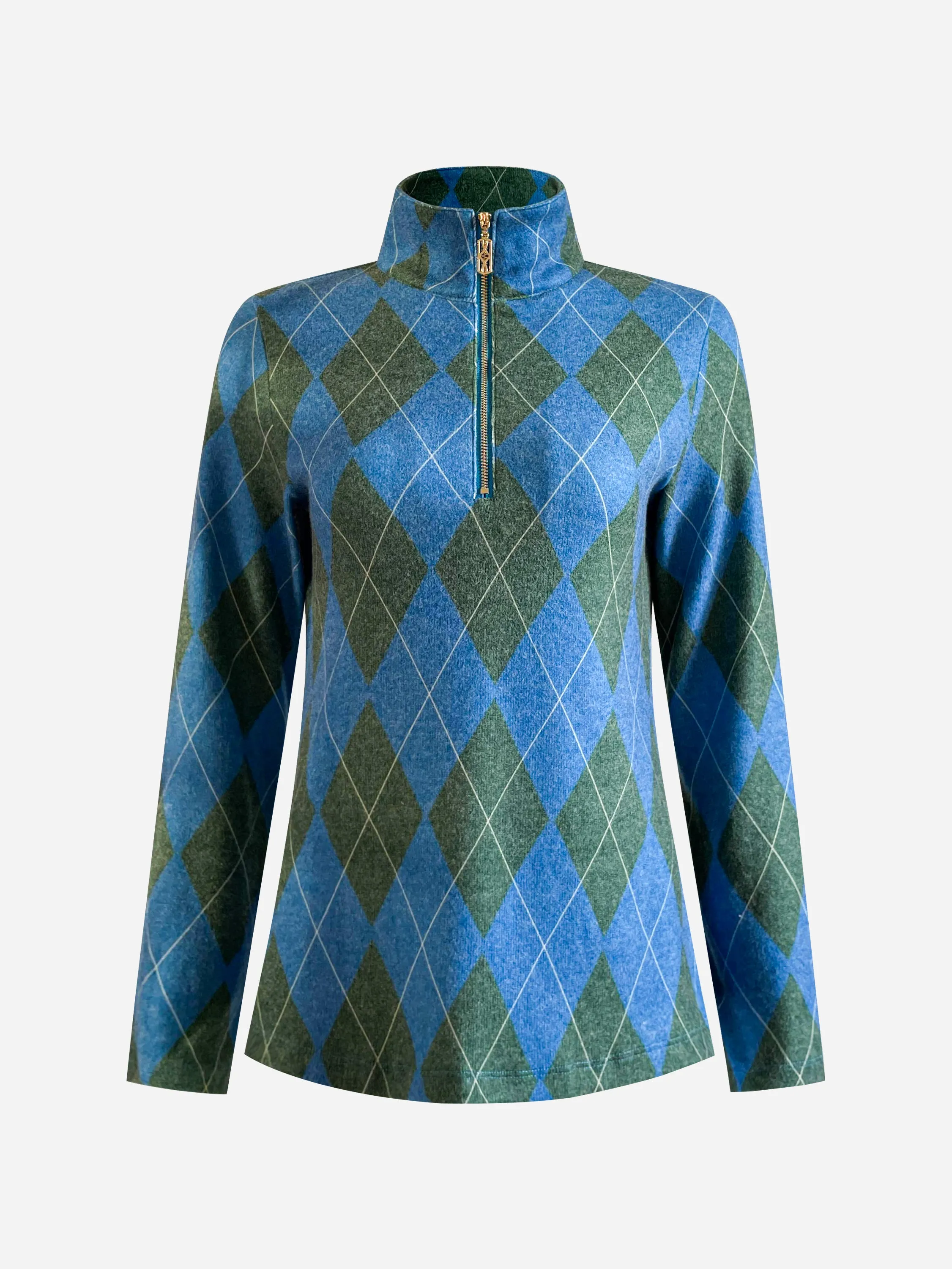 Golf Top Knit Argyle Blue