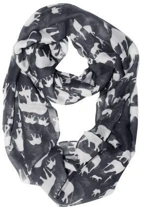 Grey/White Peach Couture Trendy Lightweight Animal Print Artsy Elephant Wrap Scarf Shawl