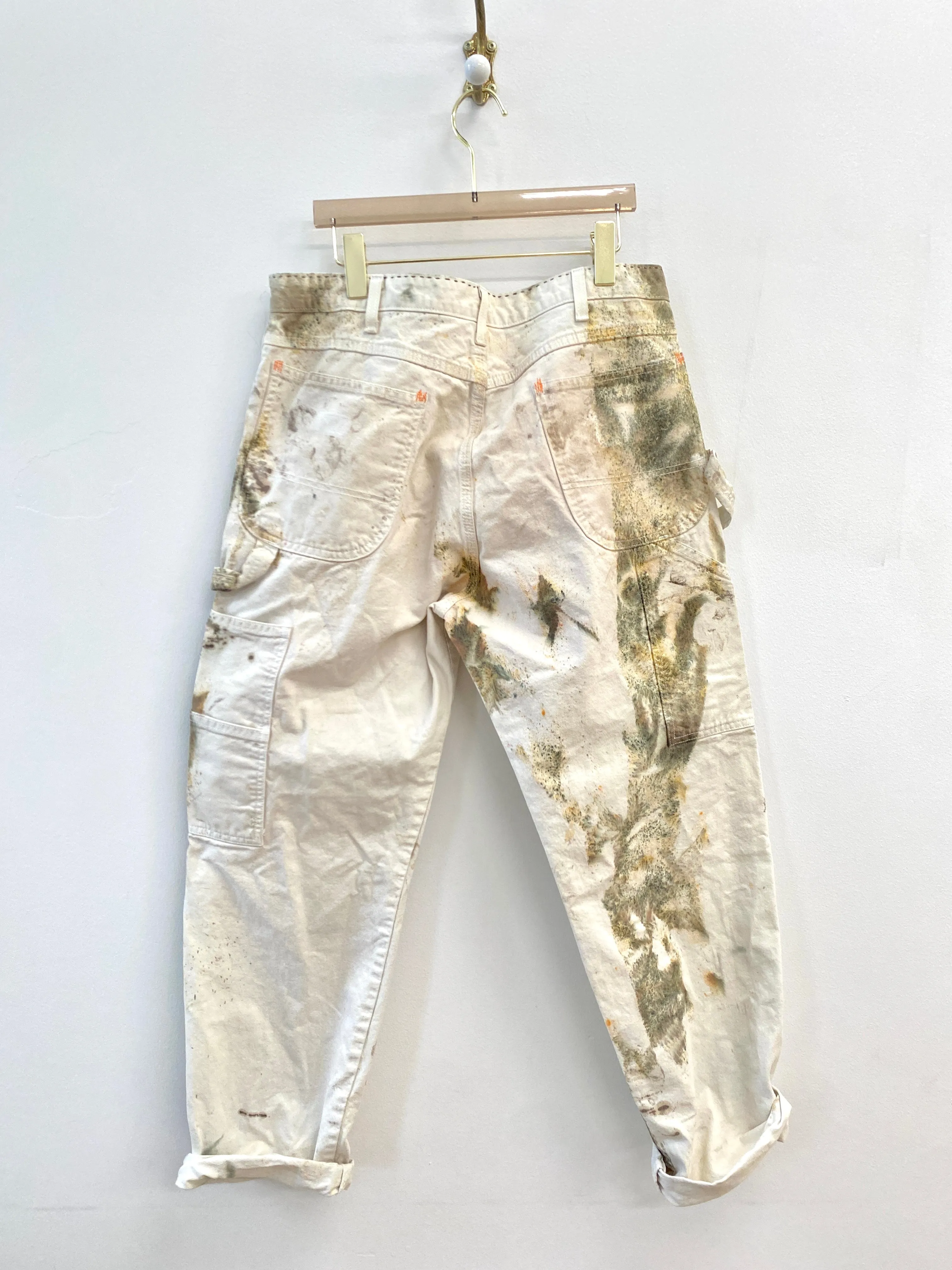 Hand Embroidered Loops & Brown Feathering Dyed Pants (Reworked)