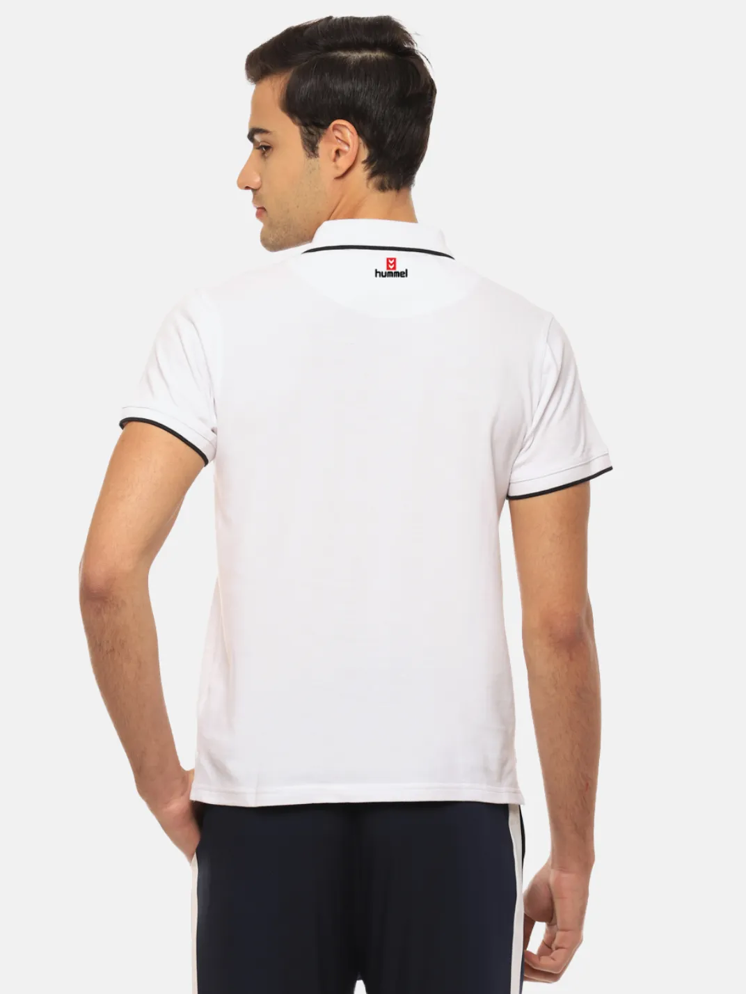 Hummel Men White B2B Polo Cotton Tipping