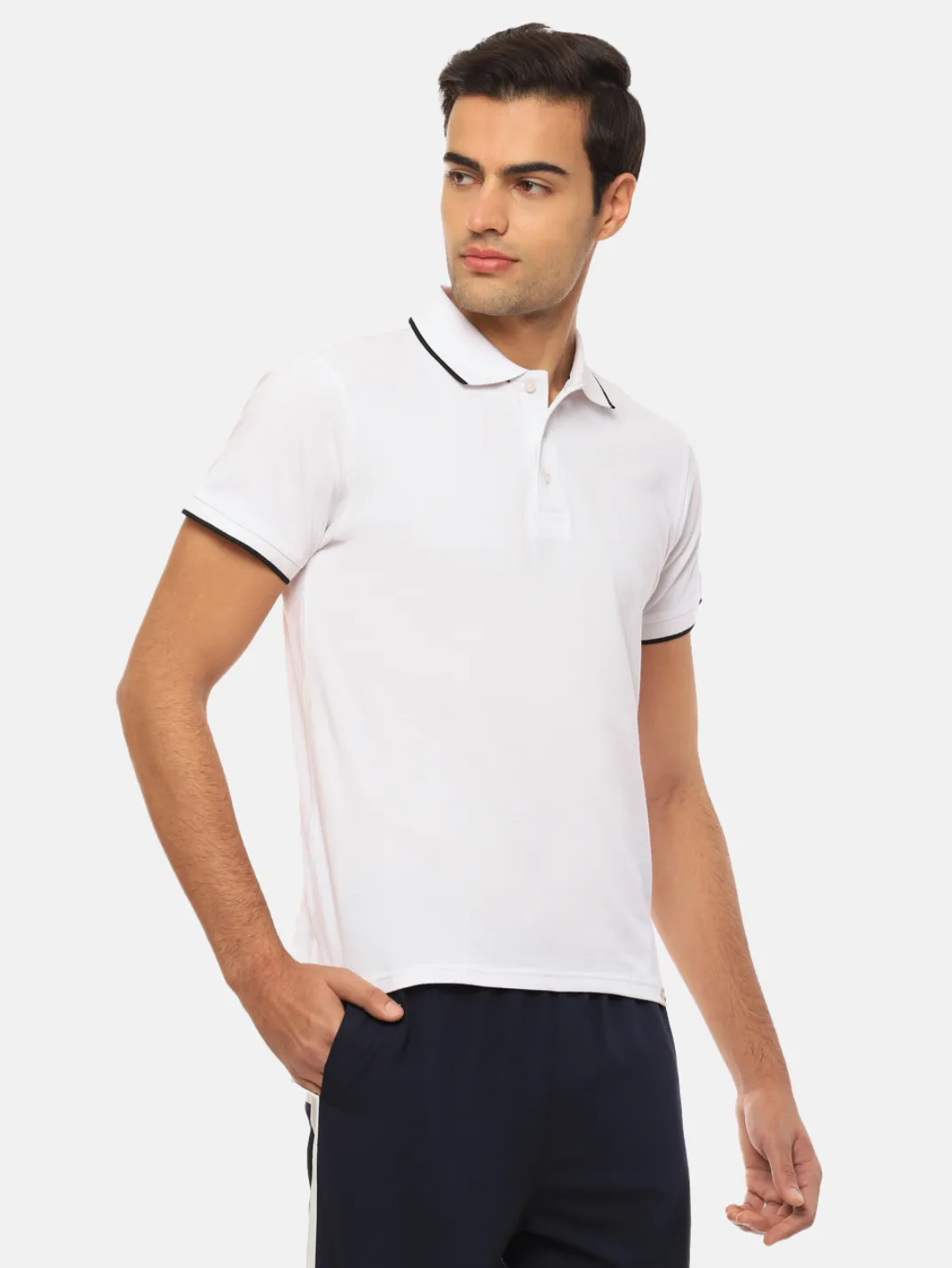 Hummel Men White B2B Polo Cotton Tipping