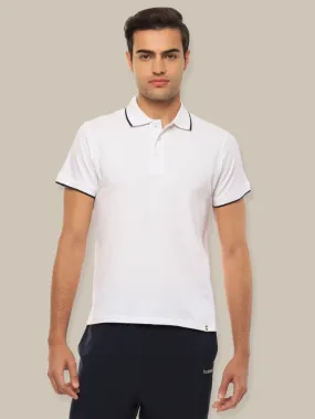 Hummel Men White B2B Polo Cotton Tipping