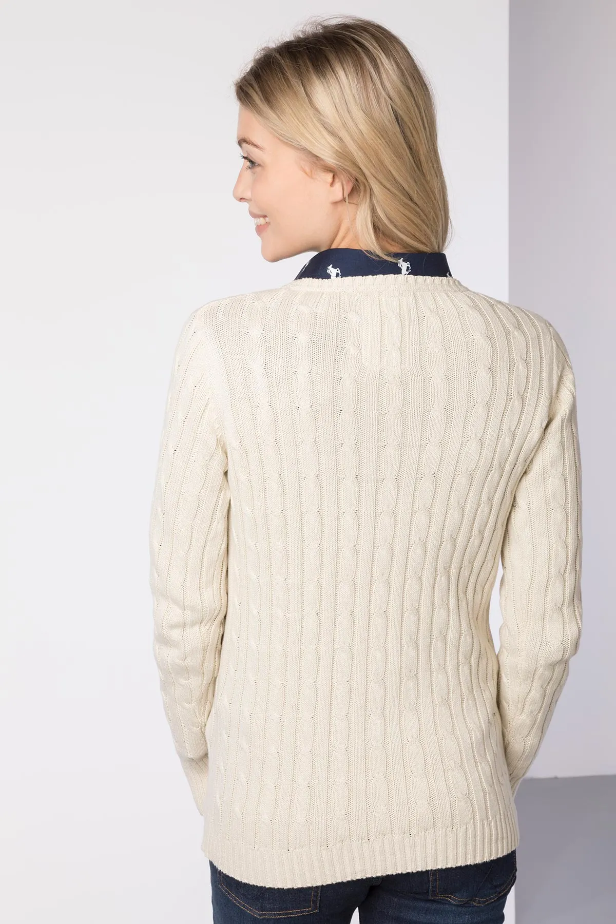 Ladies Crew Neck Cable Knit Jumper