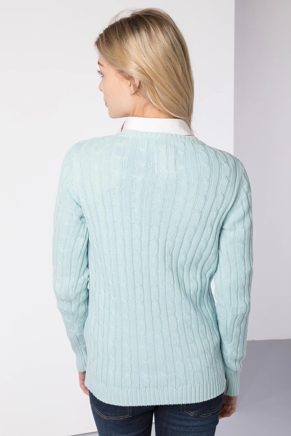 Ladies Crew Neck Cable Knit Jumper