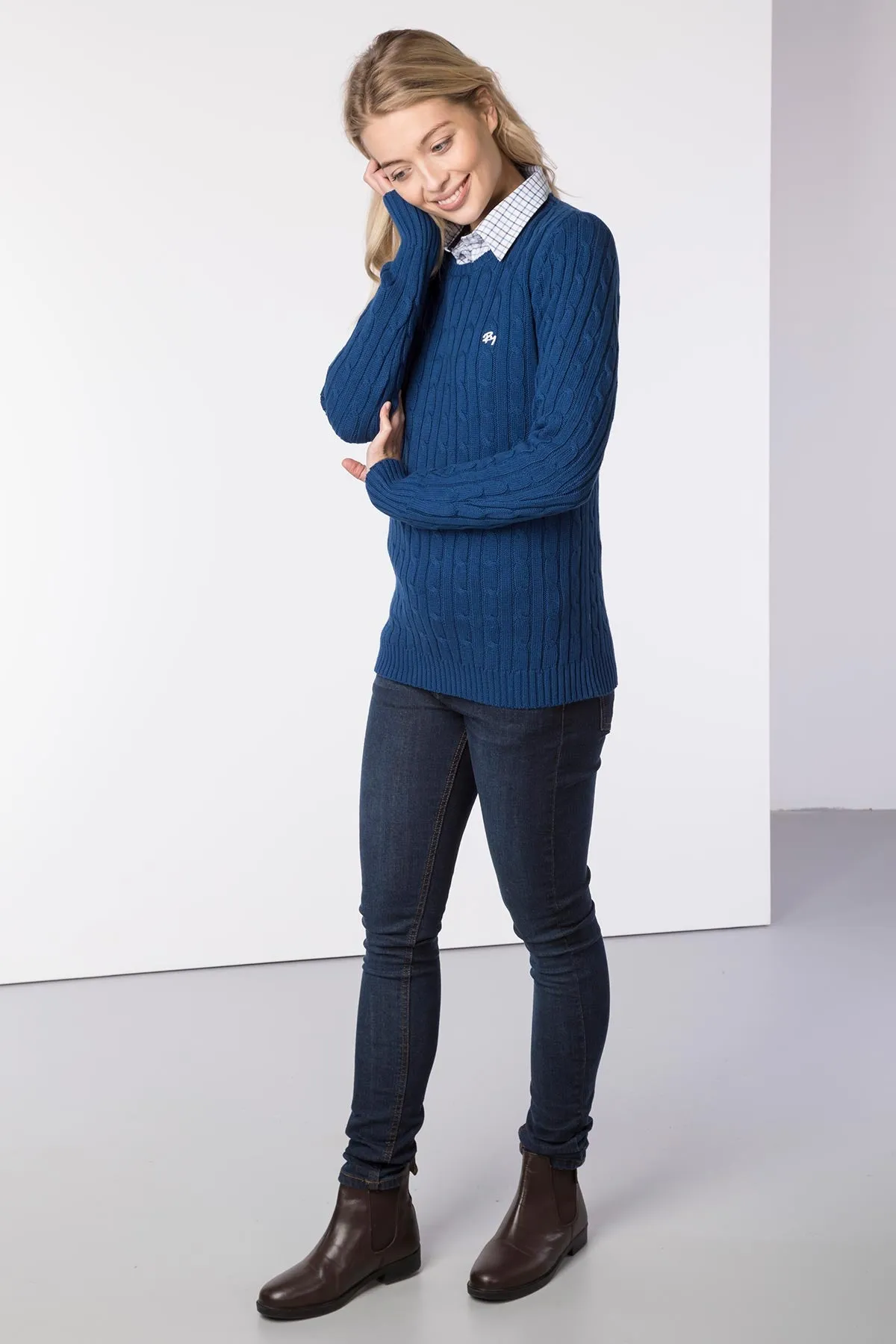 Ladies Crew Neck Cable Knit Jumper