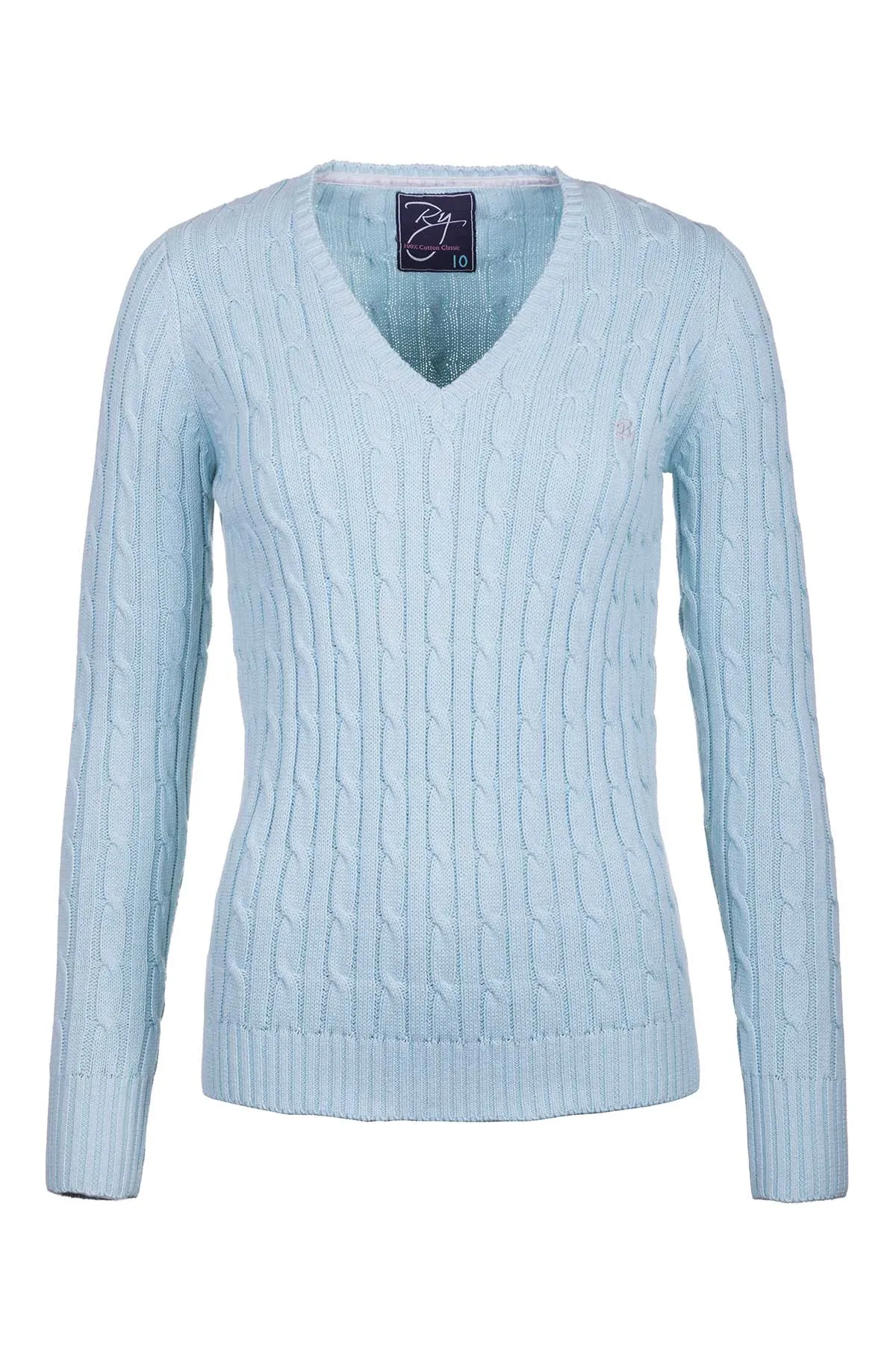 Ladies V Neck Cable Knit Jumper