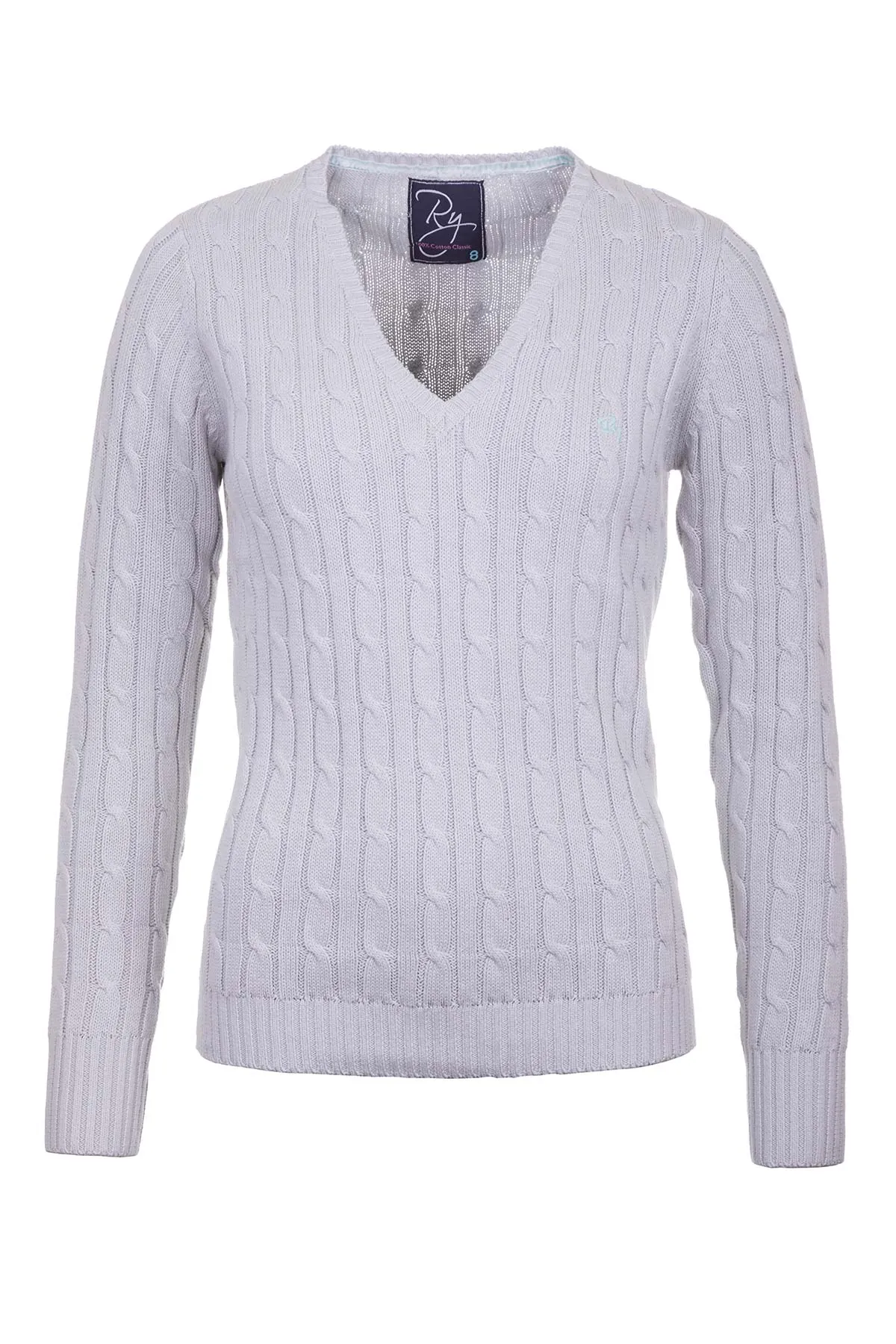 Ladies V Neck Cable Knit Jumper