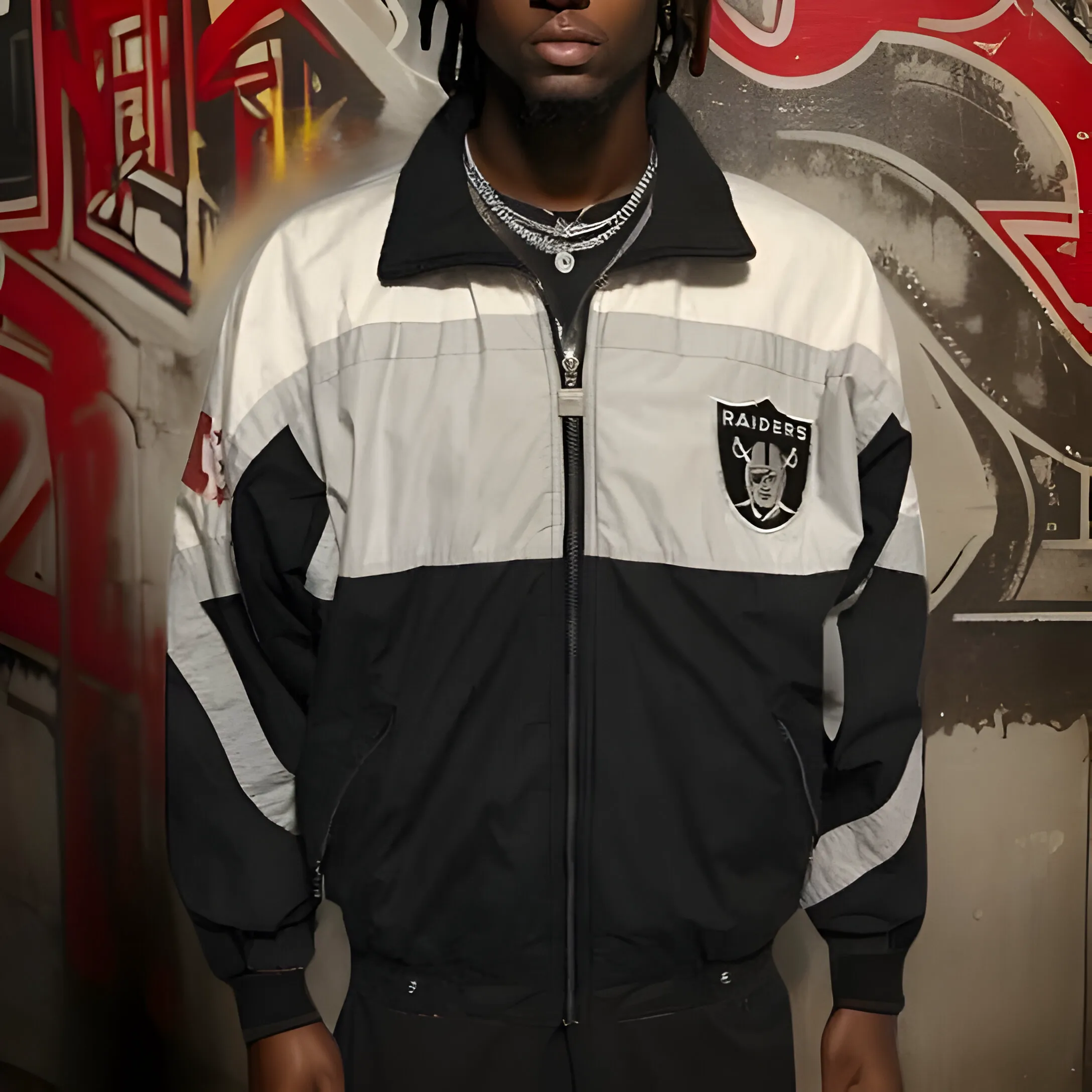 *<PRE-LOVED>* *RAIDERS* (NFL) VINTAGE 90'S NUTMEG JACKET