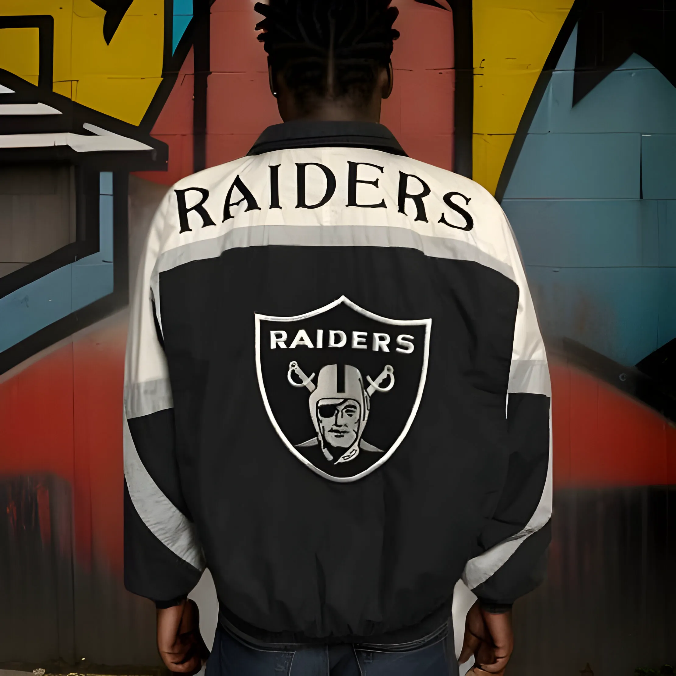 *<PRE-LOVED>* *RAIDERS* (NFL) VINTAGE 90'S NUTMEG JACKET