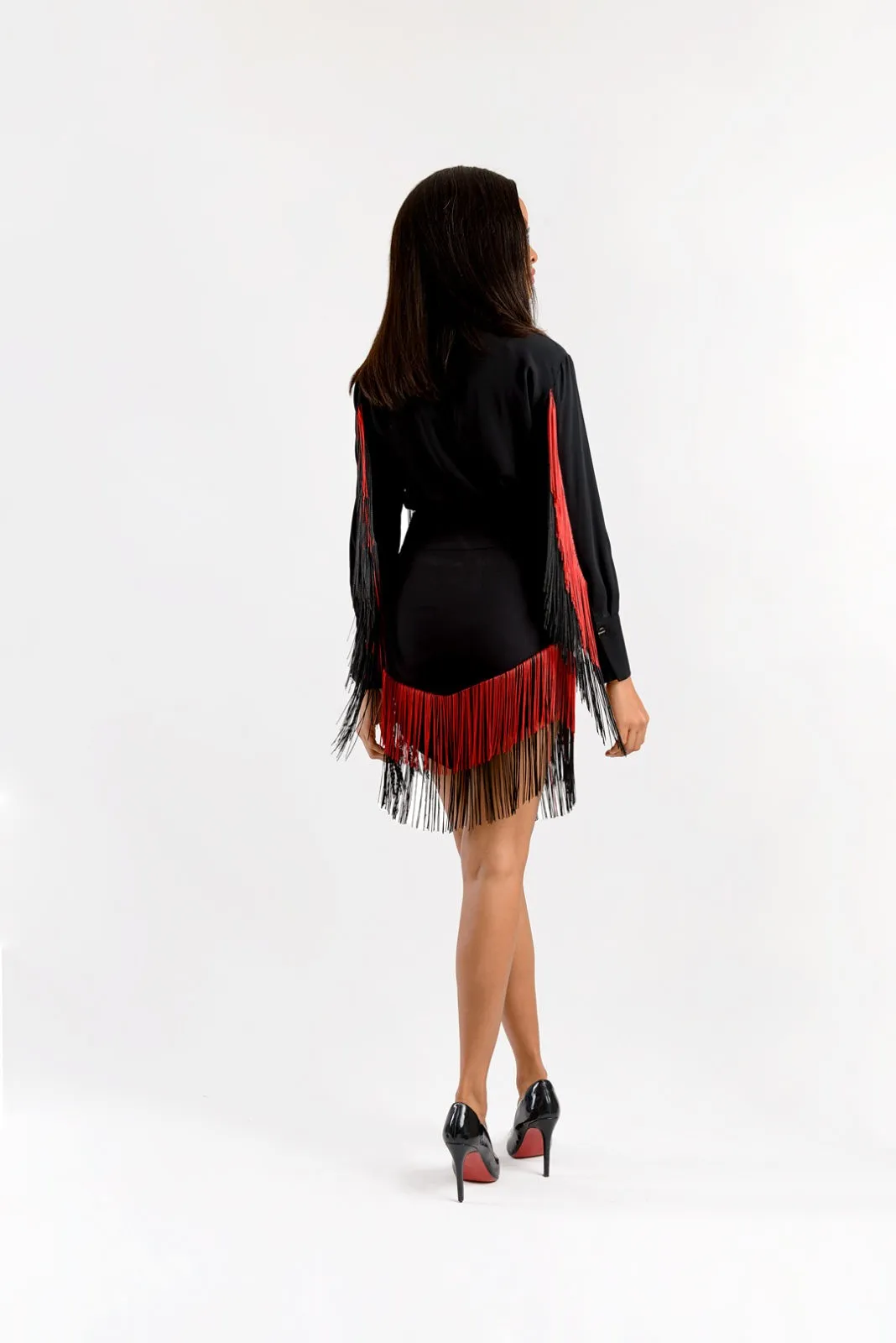 MELANGE FRINGE SKIRT