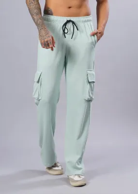 Men Premium Terry Cargo Pants - Mint Green