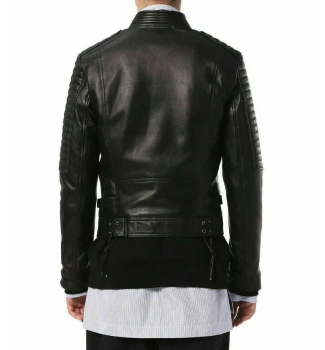 Mens Black Bomber Quilted Leather fashion Stylish Jacket