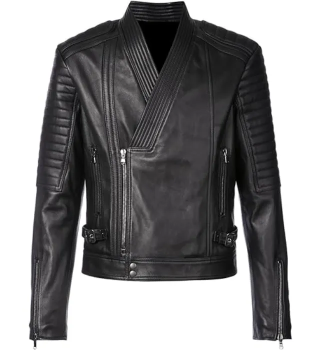 Mens Black Bomber Quilted Leather fashion Stylish Jacket