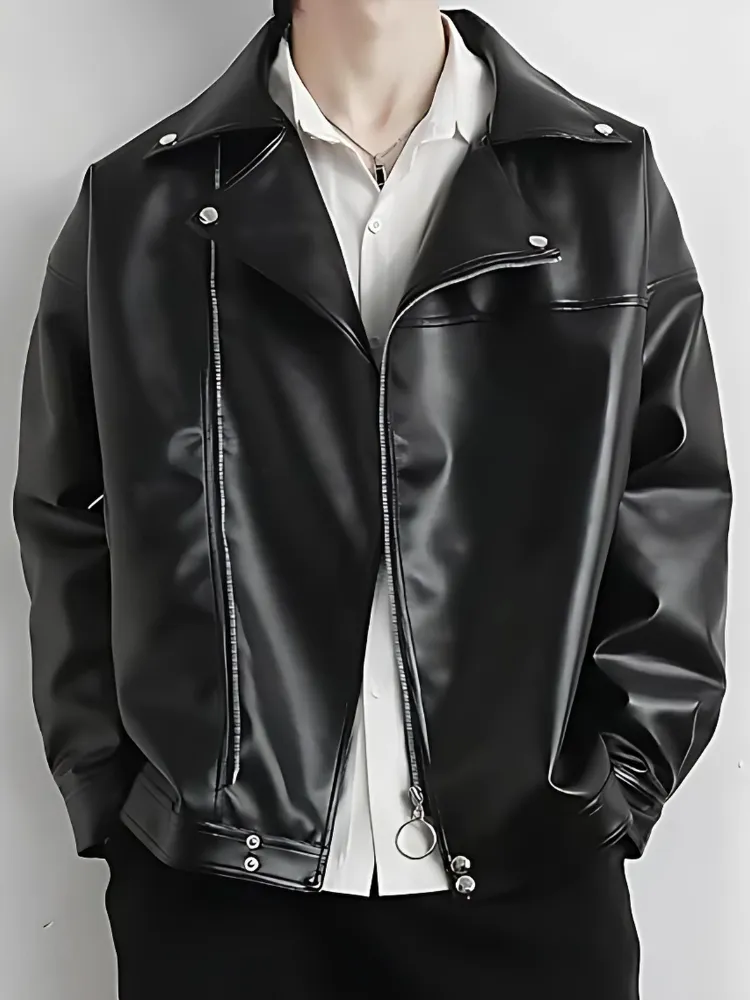 Men's Black Motorcycle Leather Jacket