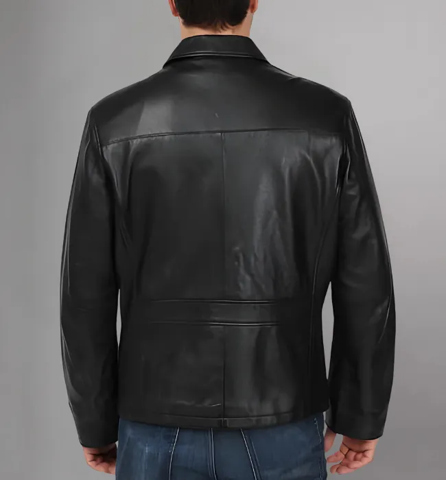 Men's New Zealand Lambskin Leather Classic Open Bottom Jacket