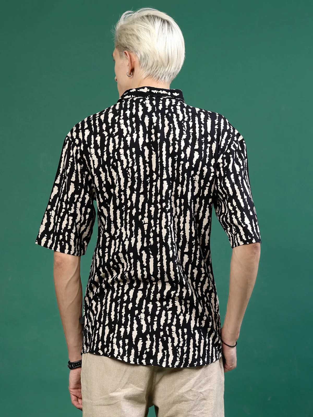 Men's Rayon All Over Abstract Print Drop Shoulder Shirt