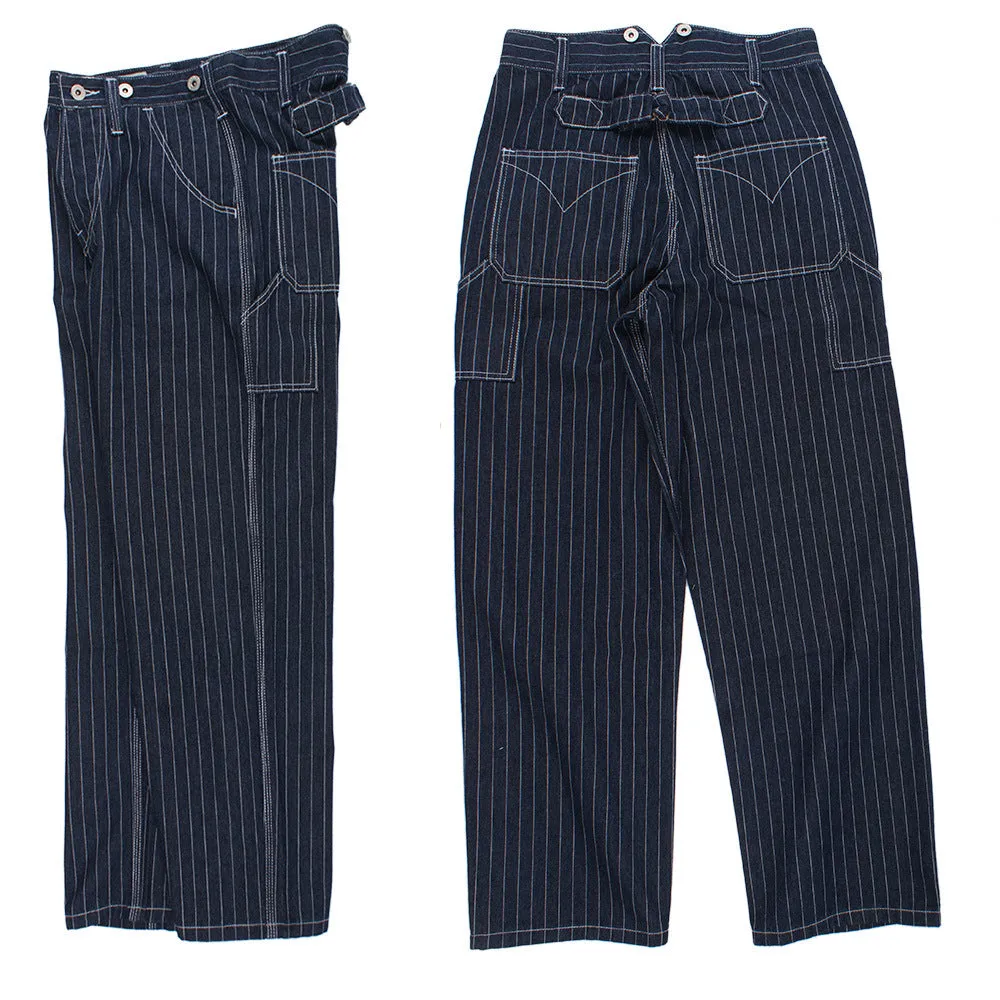 Men's retro casual wide-leg striped motorcycle overalls(Strap has no size)