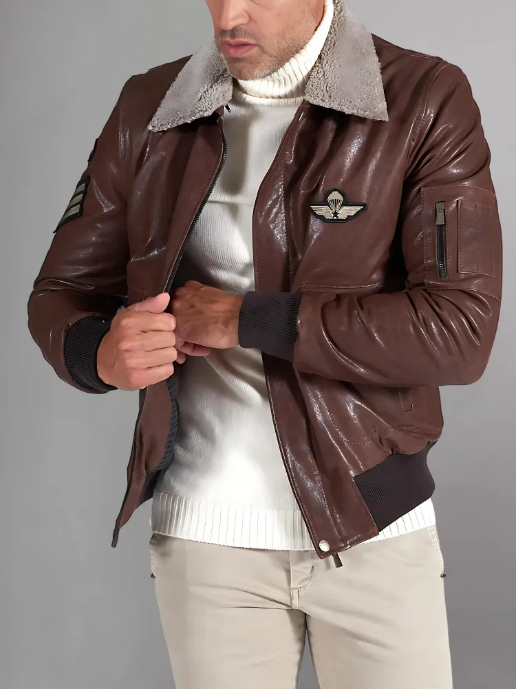 New Mens Thicken Fleece Real Leather Jacket With Fur Lined