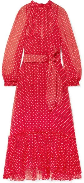 'Ninety-Six' Swing Polka-Dot Silk-Georgette Midi Dress