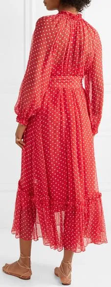 'Ninety-Six' Swing Polka-Dot Silk-Georgette Midi Dress