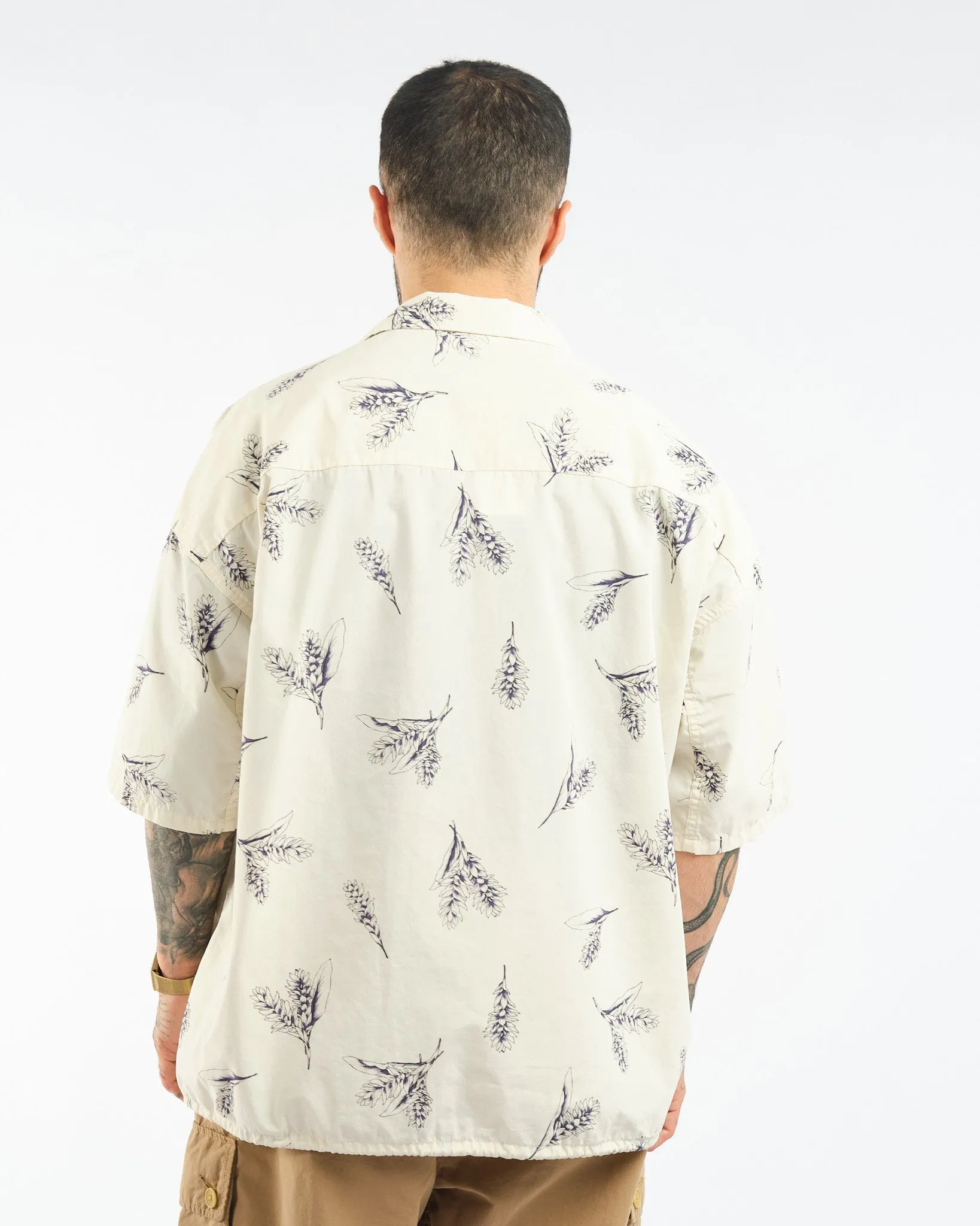 Open Collar Wind H/S Shirt Ecru