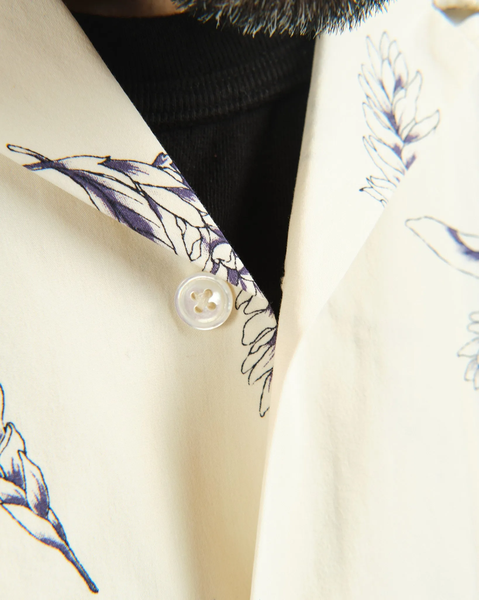 Open Collar Wind H/S Shirt Ecru